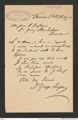 Nachlass Franz Steindachner, Brief von Giuseppe Scarpa an Franz Steindachner (16.04.1906), Inv.Nr. 440.05, Seite 1